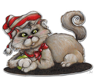 Carte de vœux – Chat de Noël #01