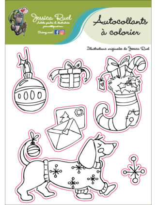 Autocollant à colorier - Noël festif